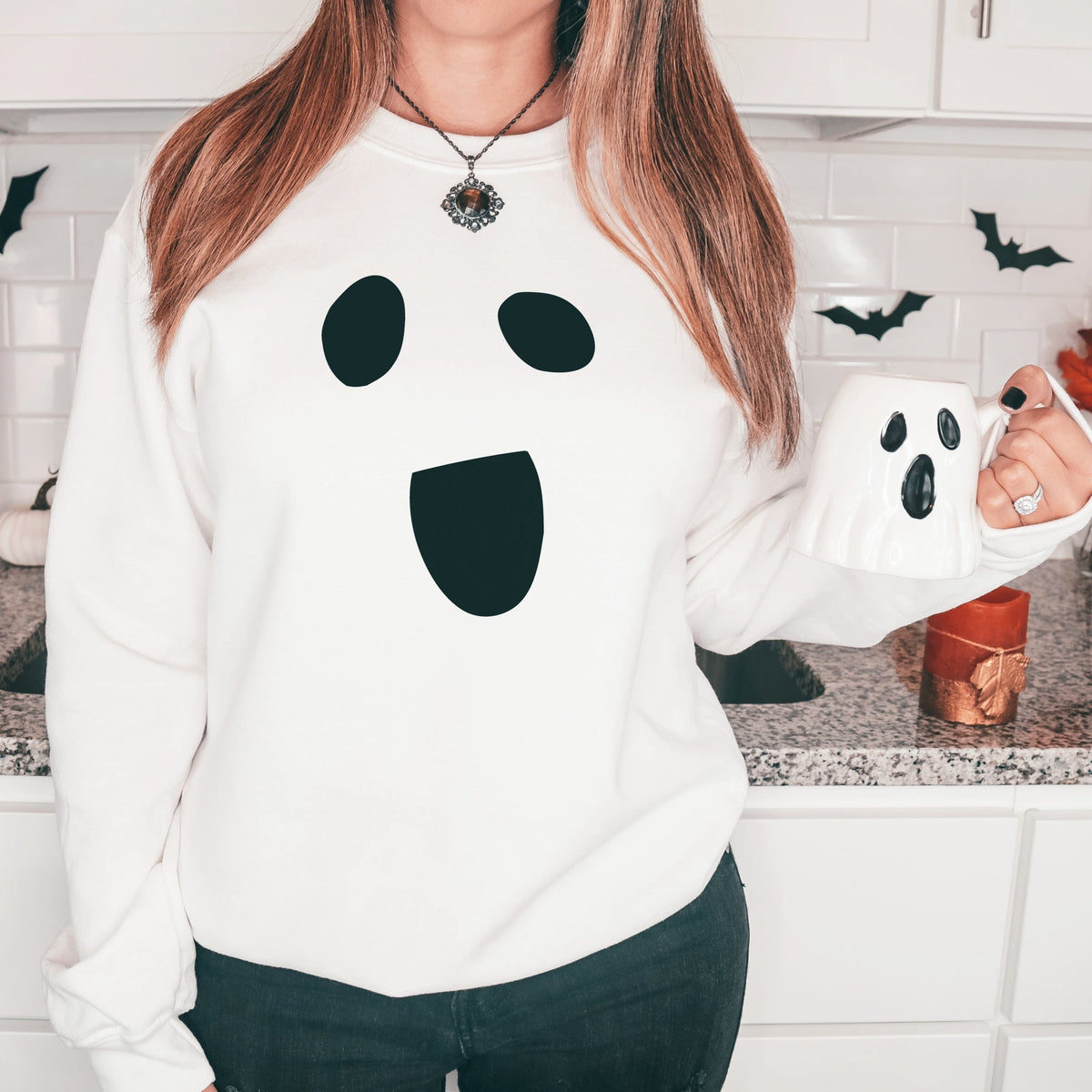 Cuddle Sleep Dream Adult Tees Mama Ghost | White Sweatshirt