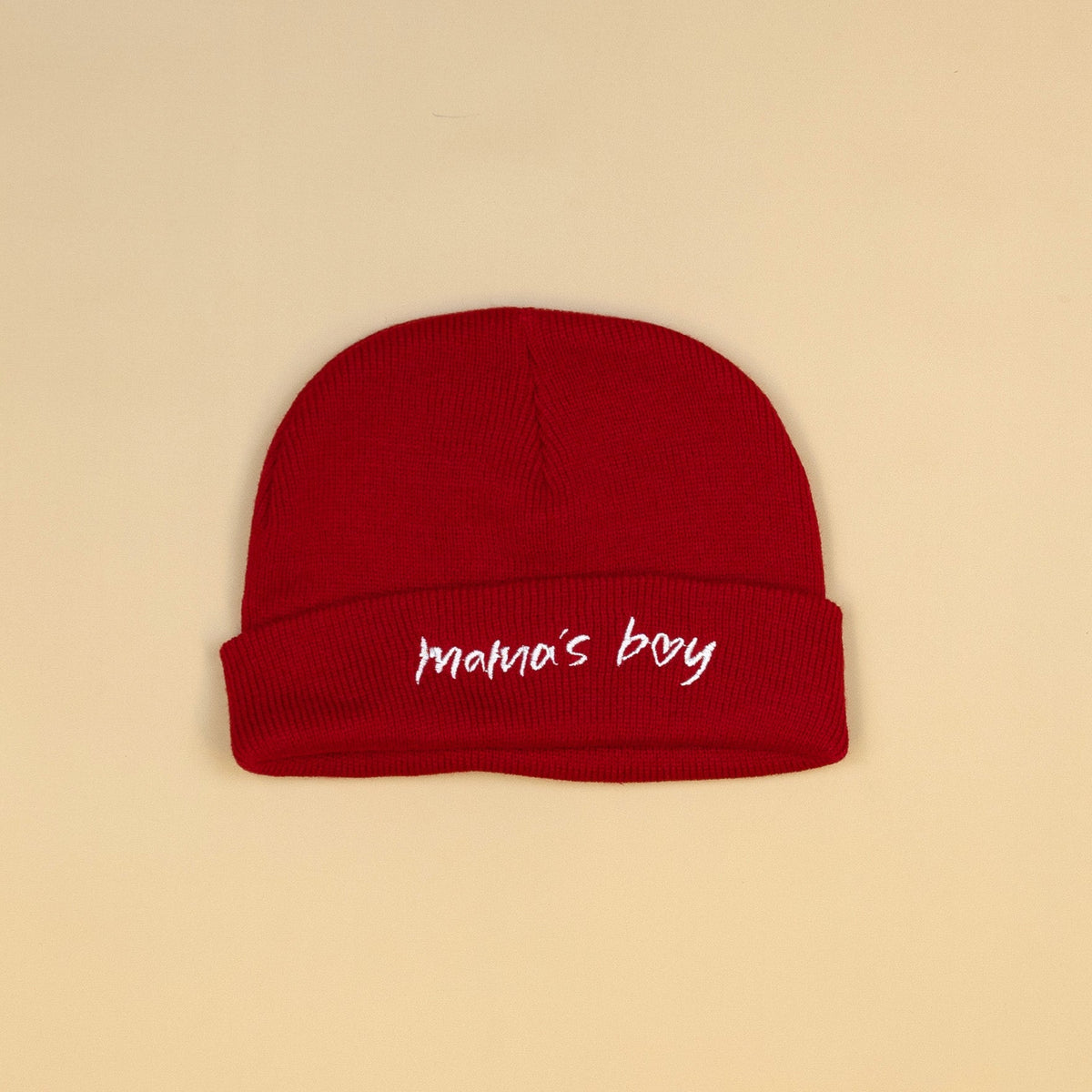 Cuddle Sleep Dream Mama&#39;s Boy | Red Knit Beanie