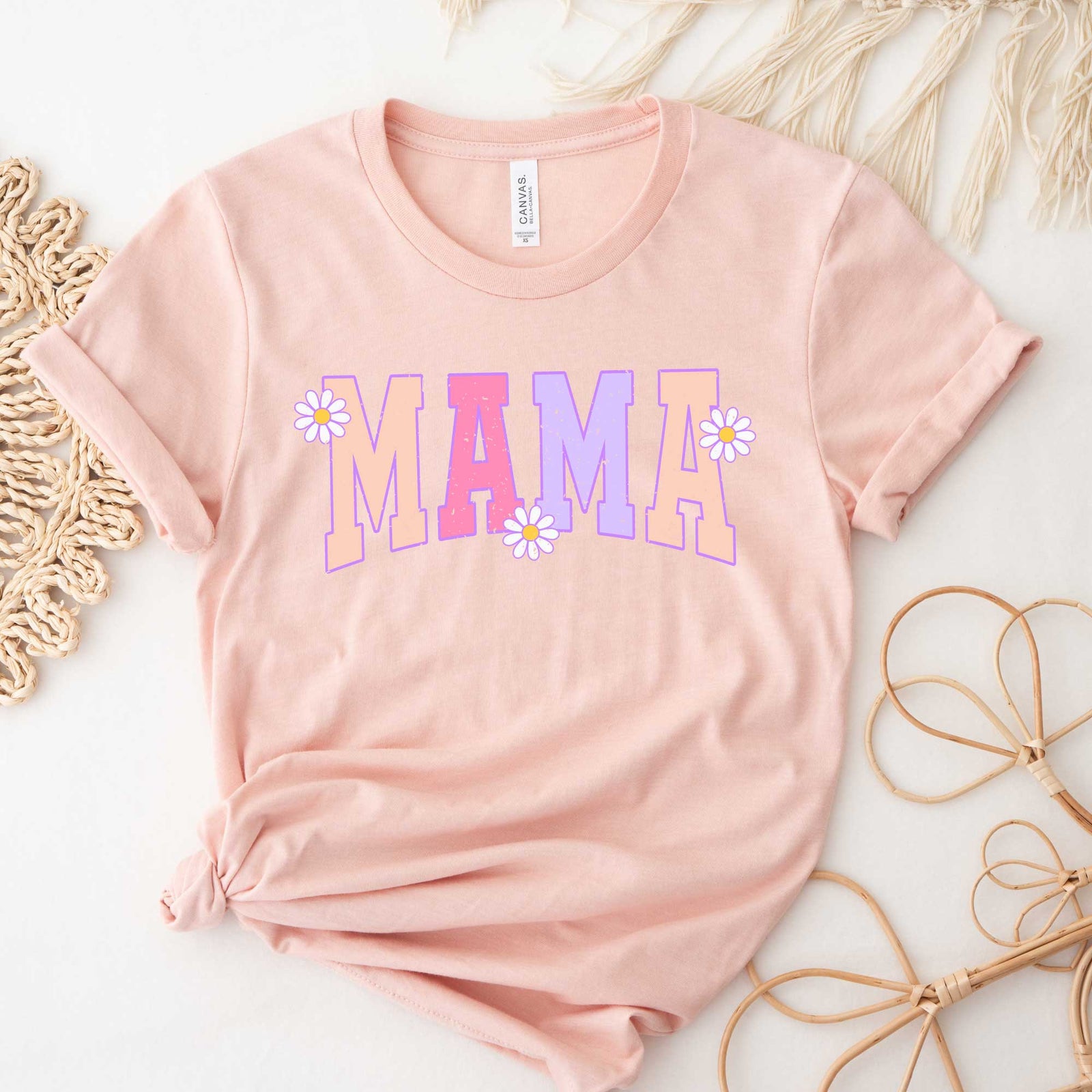 Cuddle Sleep Dream Mama w/ Daisies | Peach Unisex Tshirt