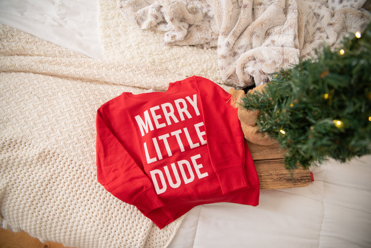 Cuddle Sleep Dream Merry Little Dude | Red Fleece Sweatshirt