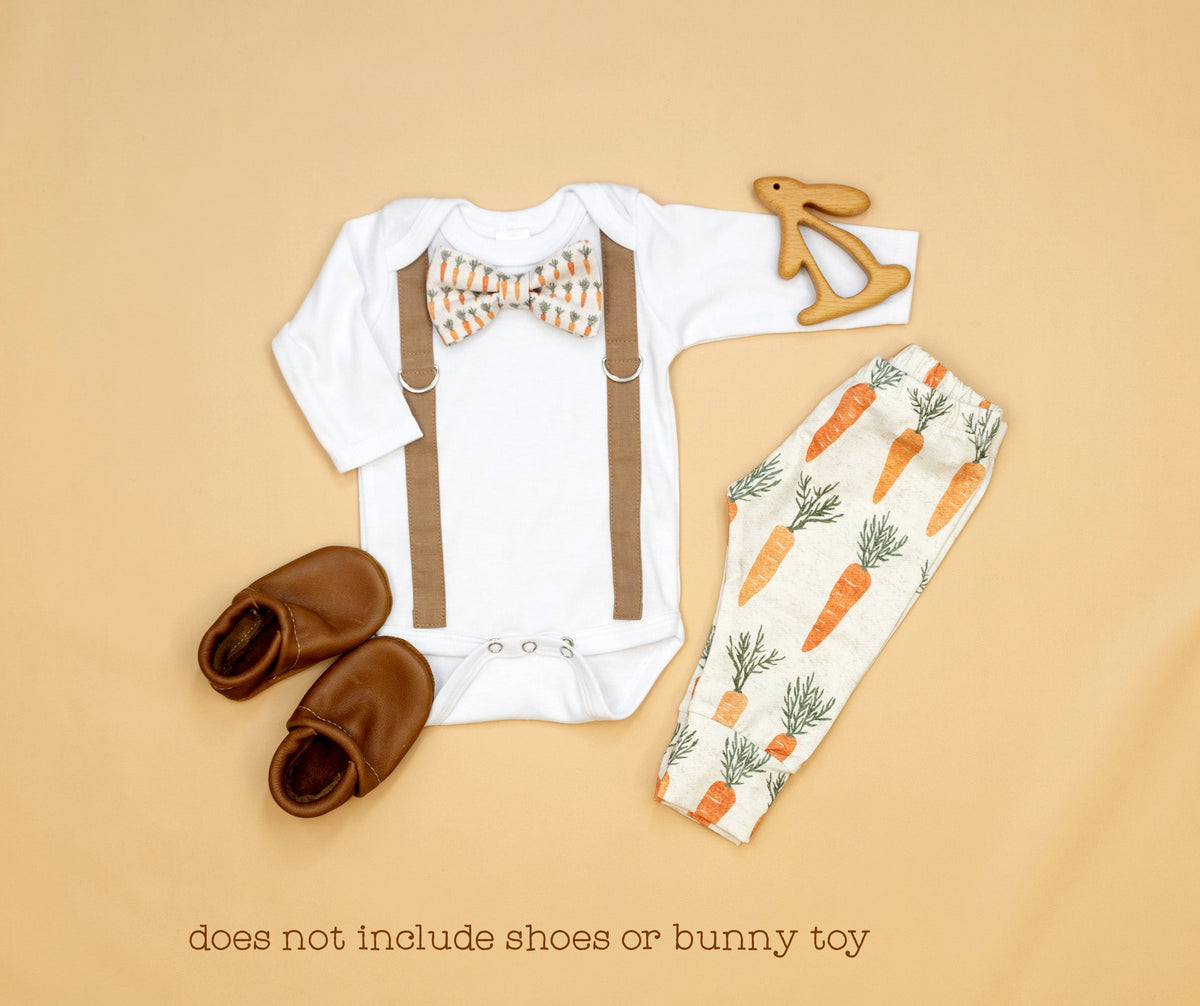 Cuddle Sleep Dream Oh Snap Mocha Suspenders | Organic Carrot Bowtie