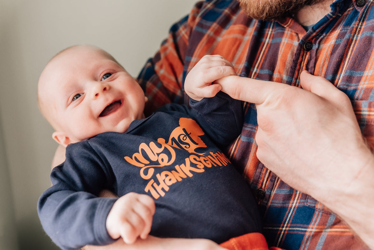 Cuddle Sleep Dream Bundles My 1st Thanksgiving | Navy Onesie