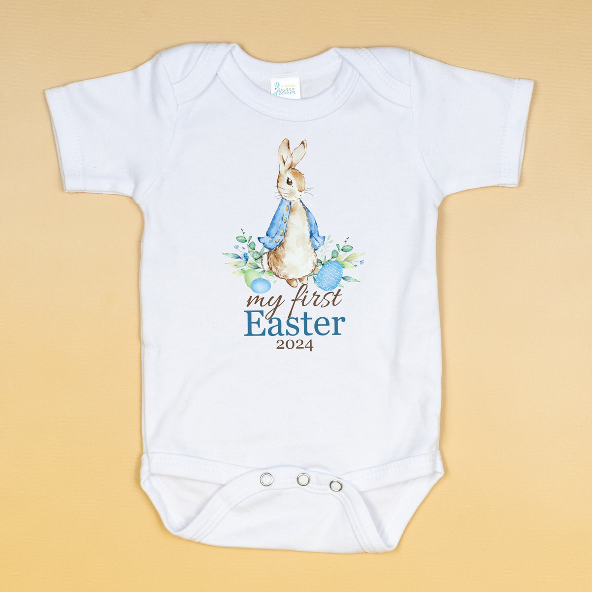 Cuddle Sleep Dream My First Easter w/ Blue Cottontail Rabbit | White Bodysuit