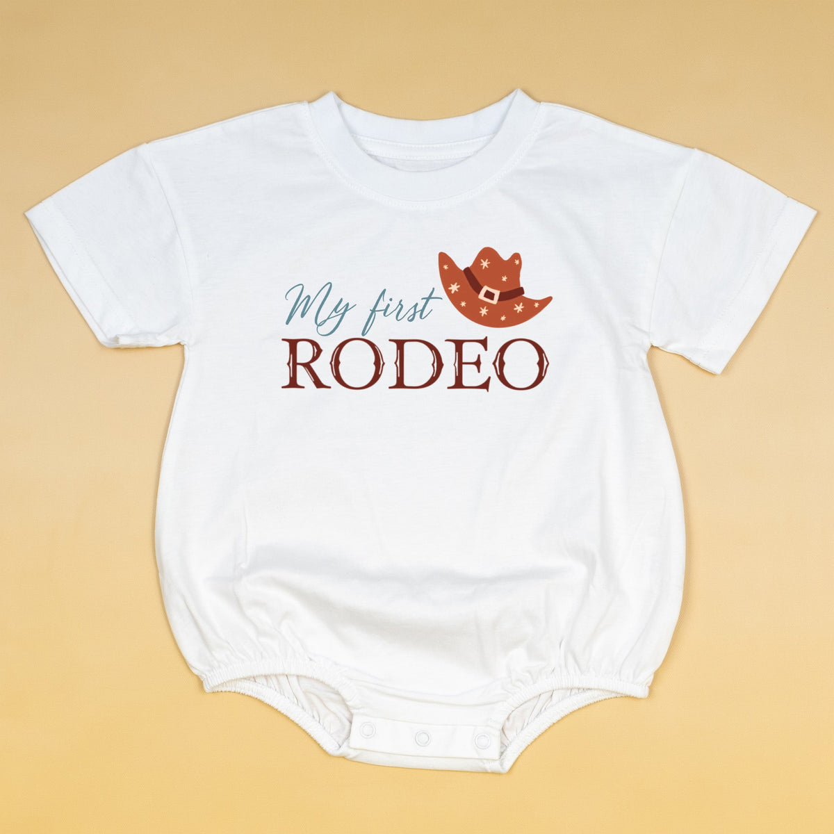 Cuddle Sleep Dream My First Rodeo | White Oversize Bodysuit Short Sleeve