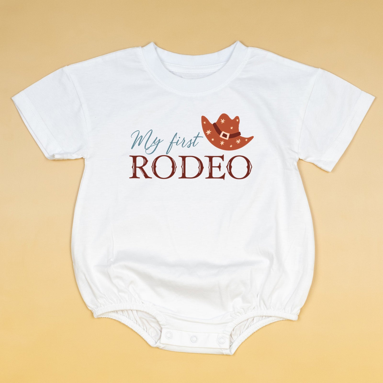 Cuddle Sleep Dream My First Rodeo | White Oversize Bodysuit Short Sleeve