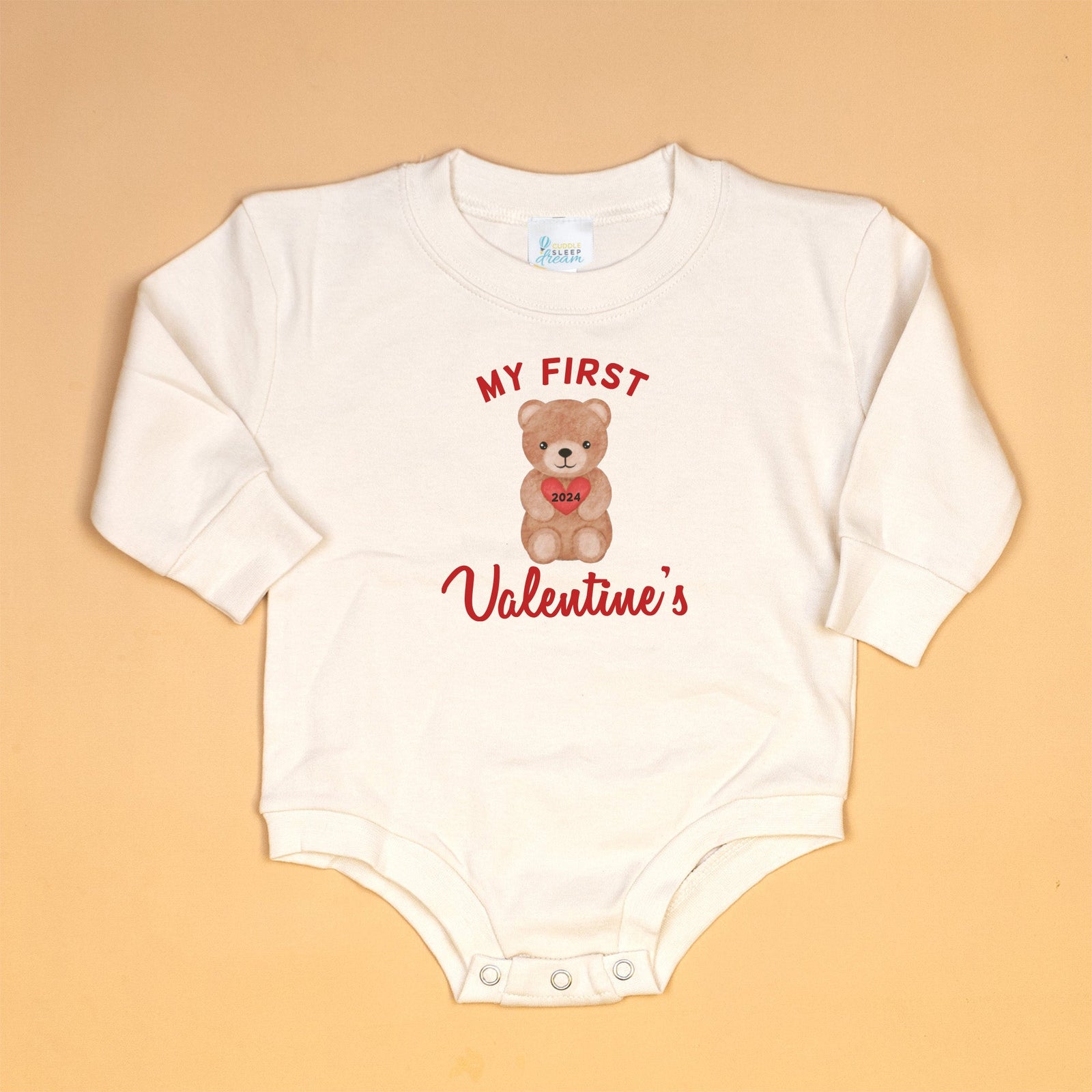 Cuddle Sleep Dream My First Valentine's Bear | Natural Oversized Bodysuit