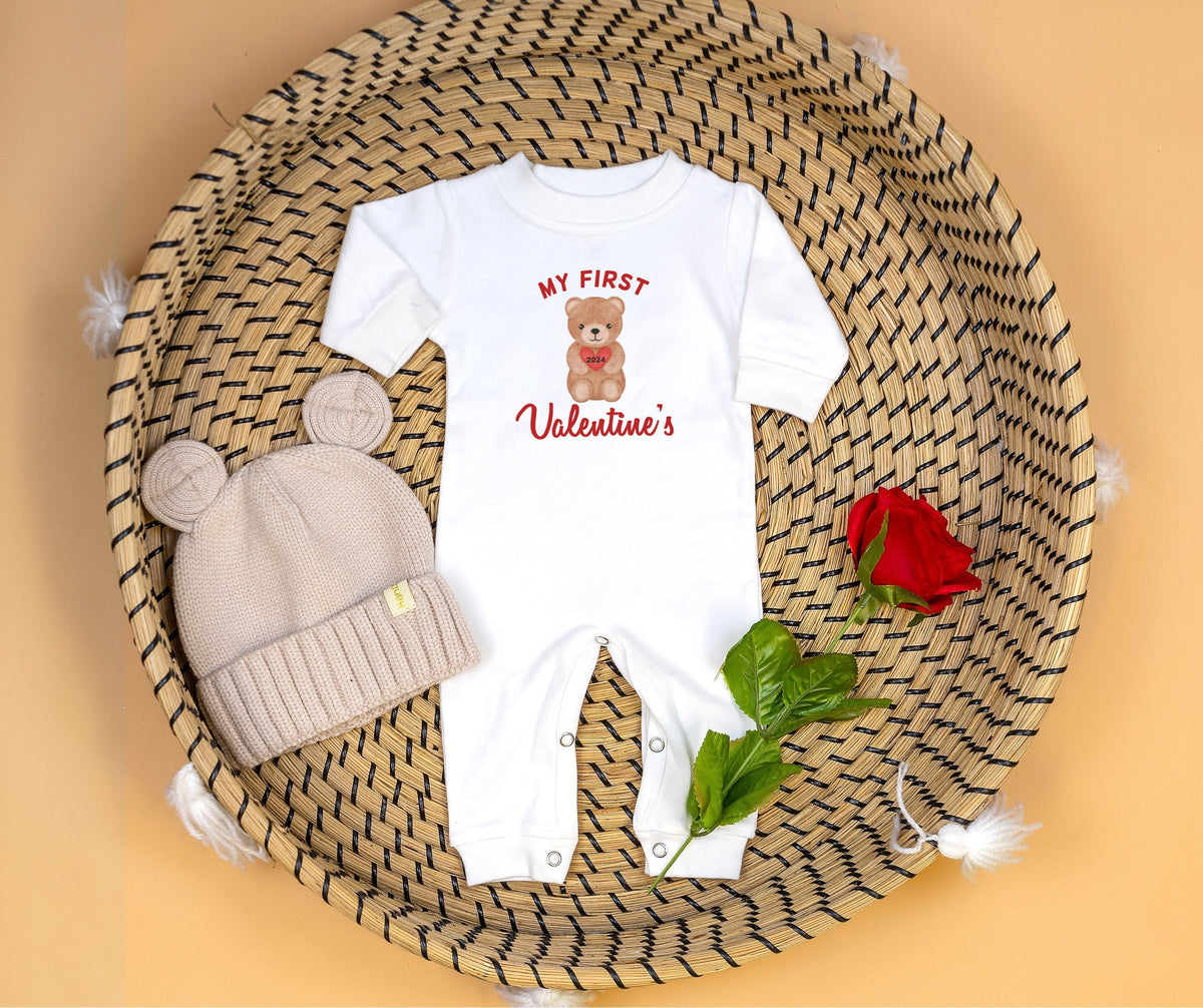 Cuddle Sleep Dream My First Valentine&#39;s Bear | White Long Romper