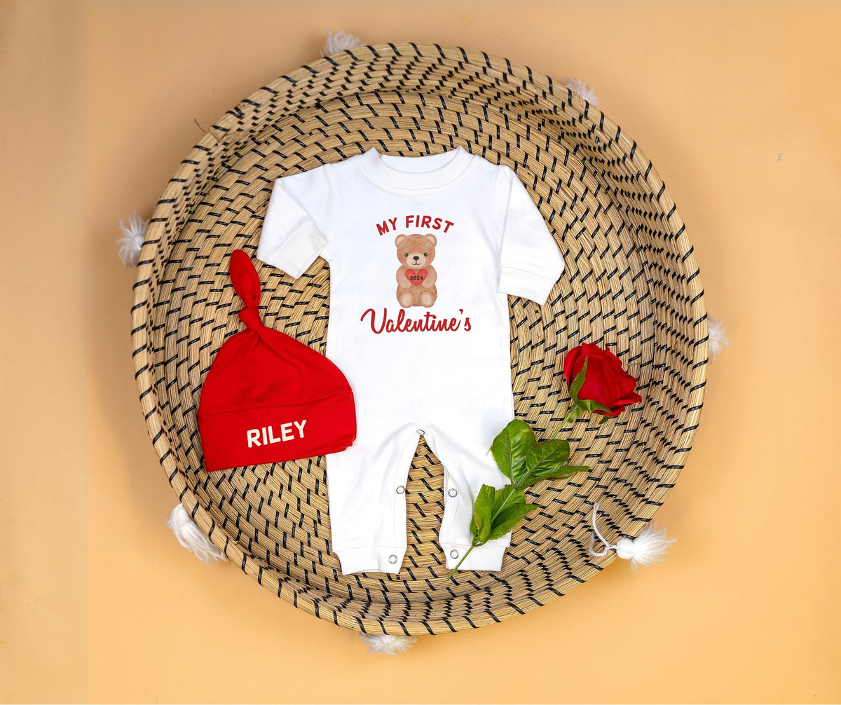 Cuddle Sleep Dream My First Valentine&#39;s Bear | White Long Romper