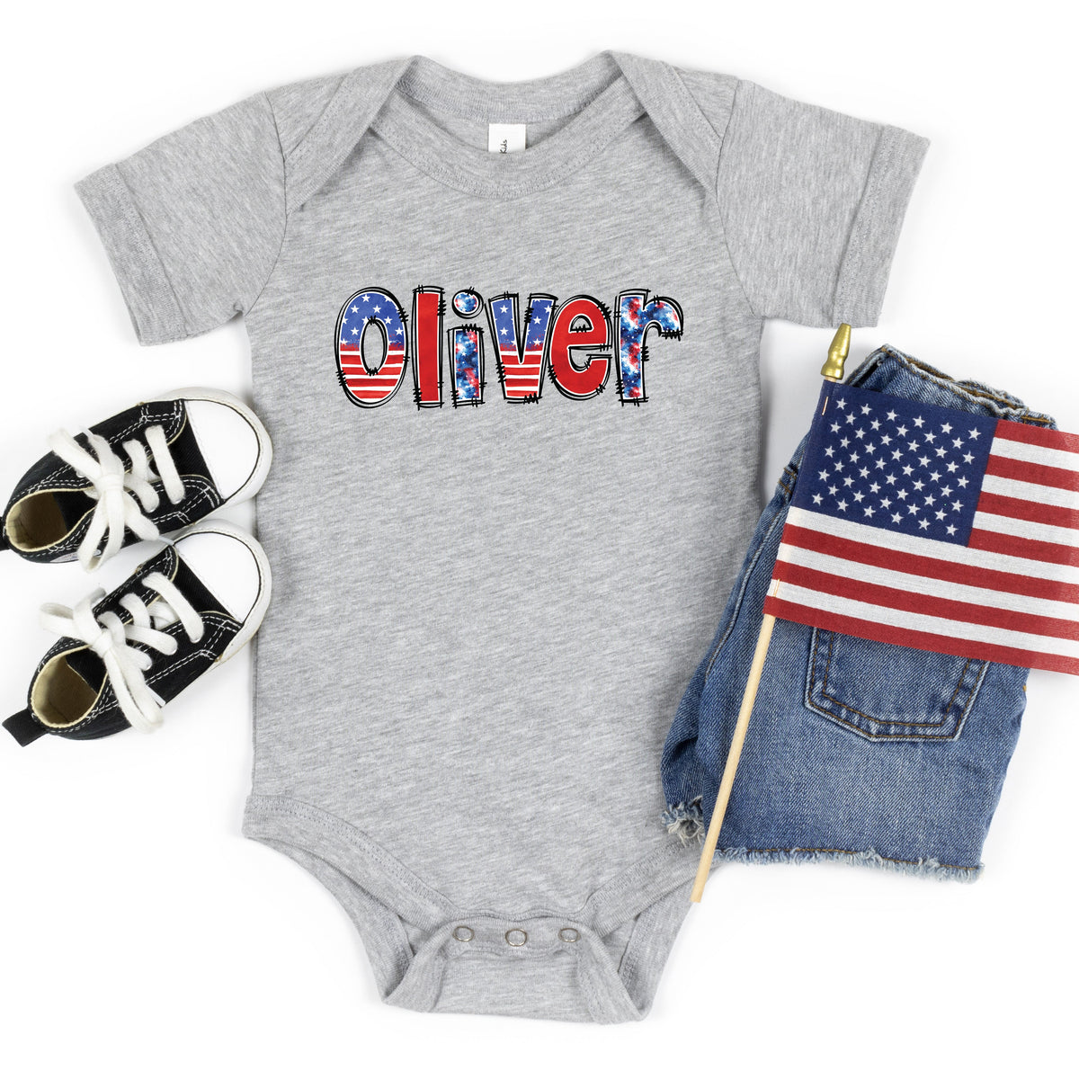 Cuddle Sleep Dream Patriotic Custom Name | Infant Bodysuit