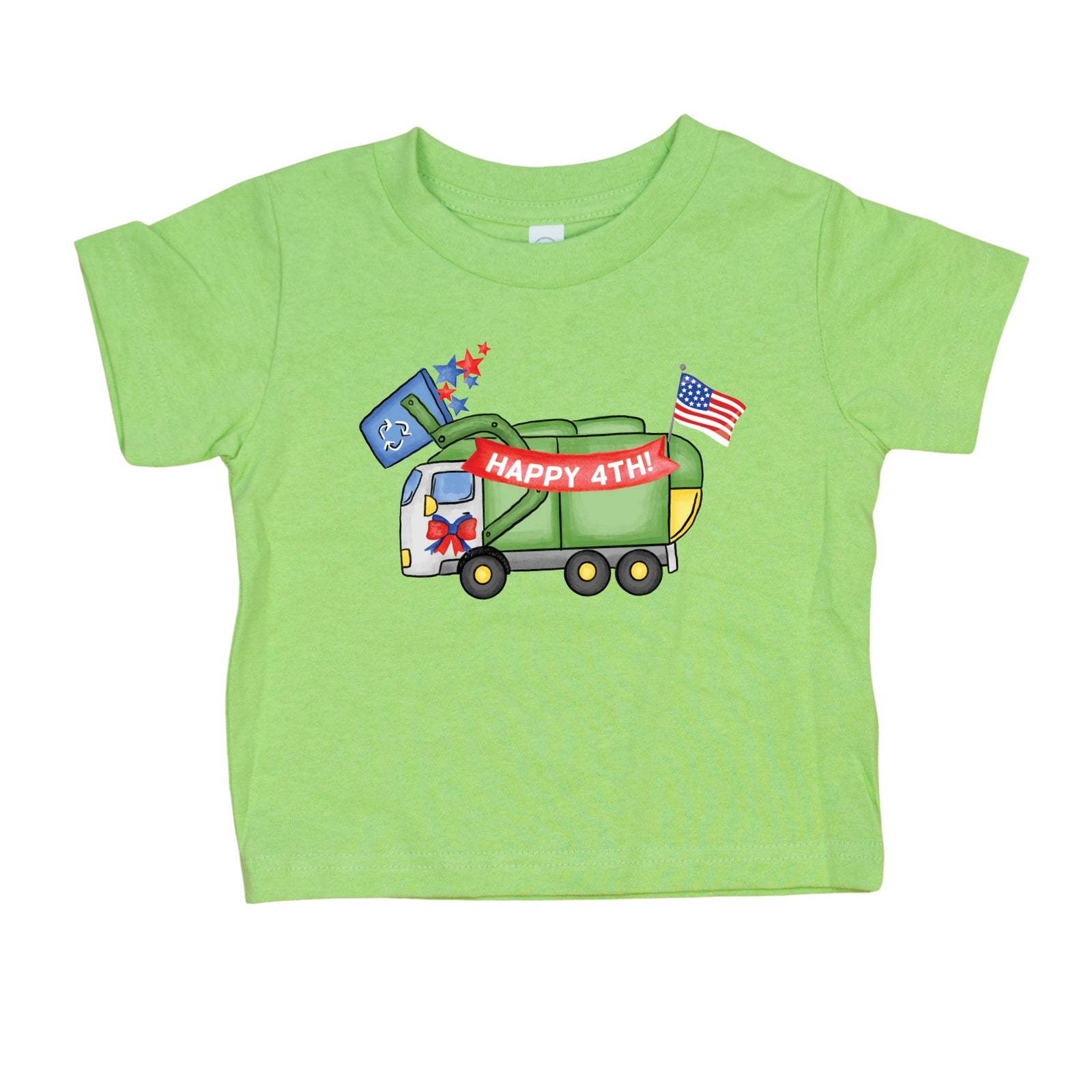 Cuddle Sleep Dream Graphic Tee Patriotic Garbage Truck | Lime T-shirt