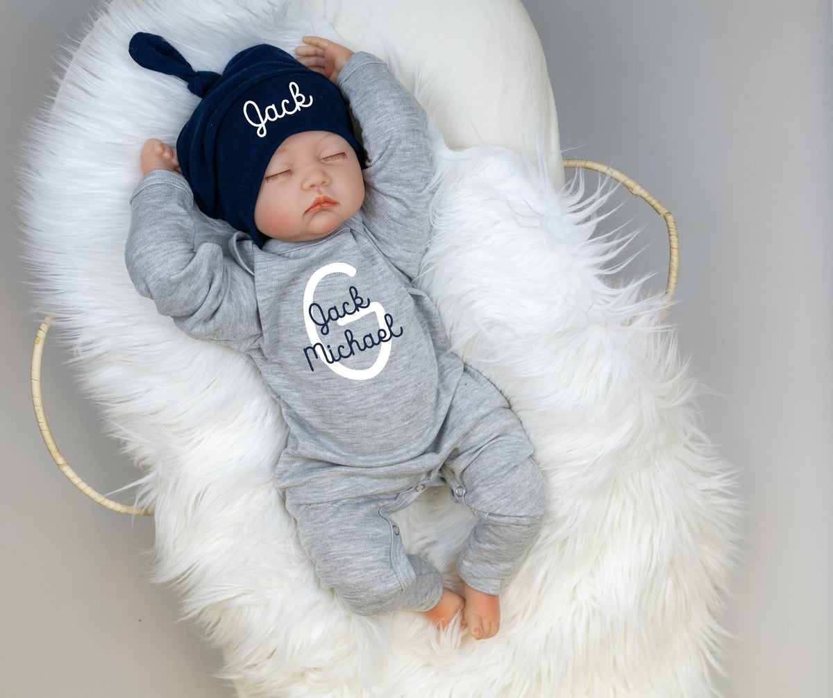Cuddle Sleep Dream Baby One-Pieces Personalized Newborn Romper with Big Initial.