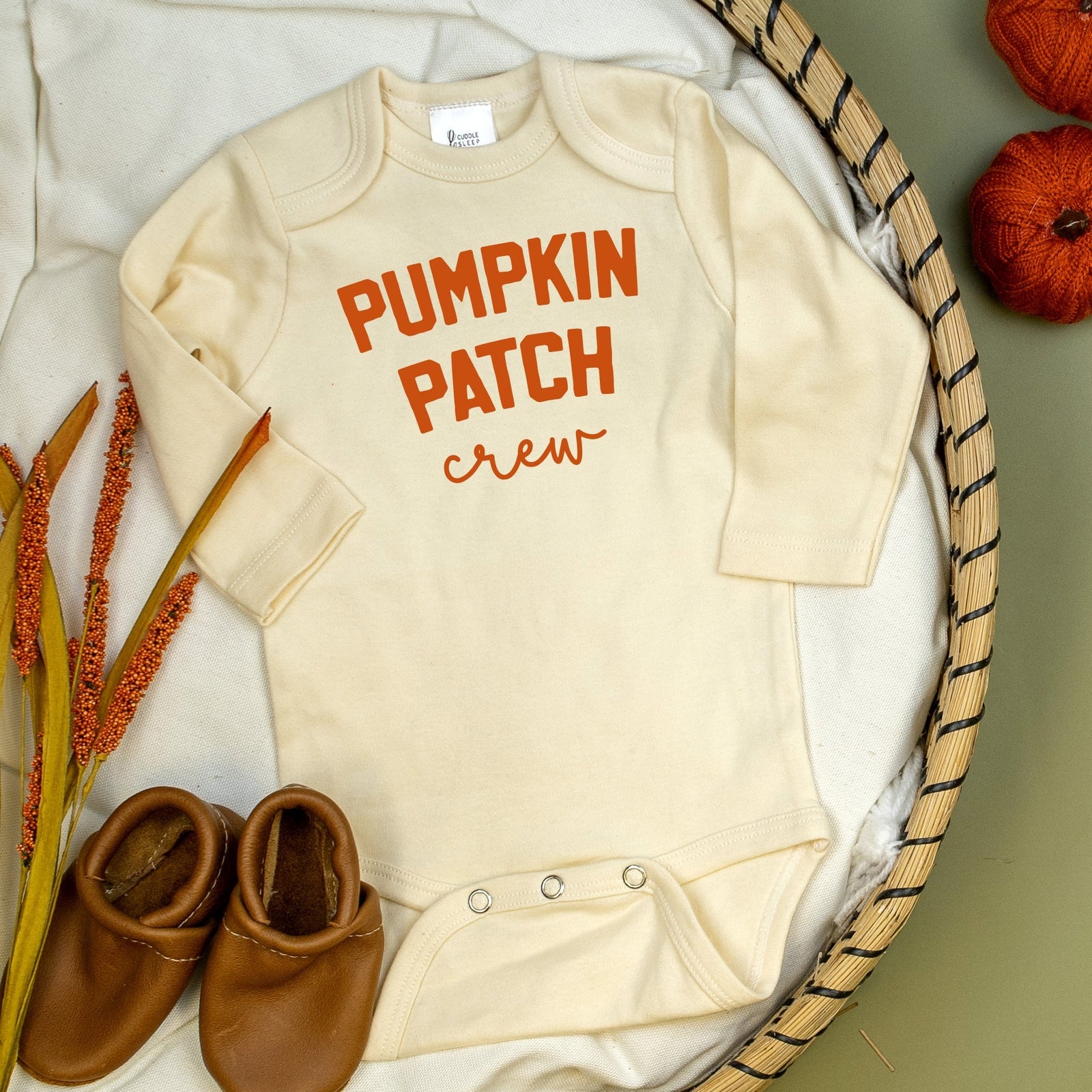 Cuddle Sleep Dream Baby One-Pieces Pumpkin Patch Crew | Natural Bodysuit