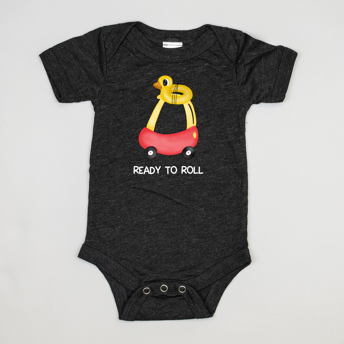 Cuddle Sleep Dream Ready to Roll | Heathered Black Bodysuit