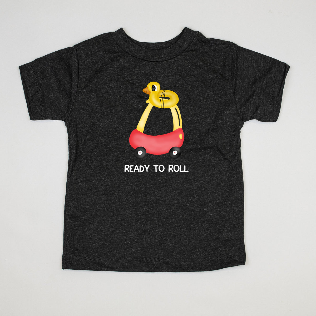Cuddle Sleep Dream Ready to Roll | Heathered Black Toddler Tshirt