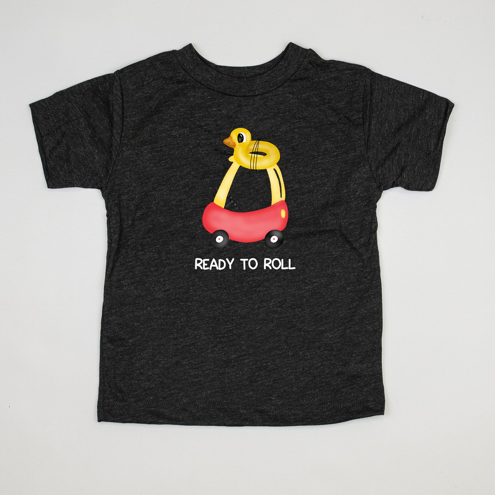 Cuddle Sleep Dream Ready to Roll | Heathered Black Toddler Tshirt