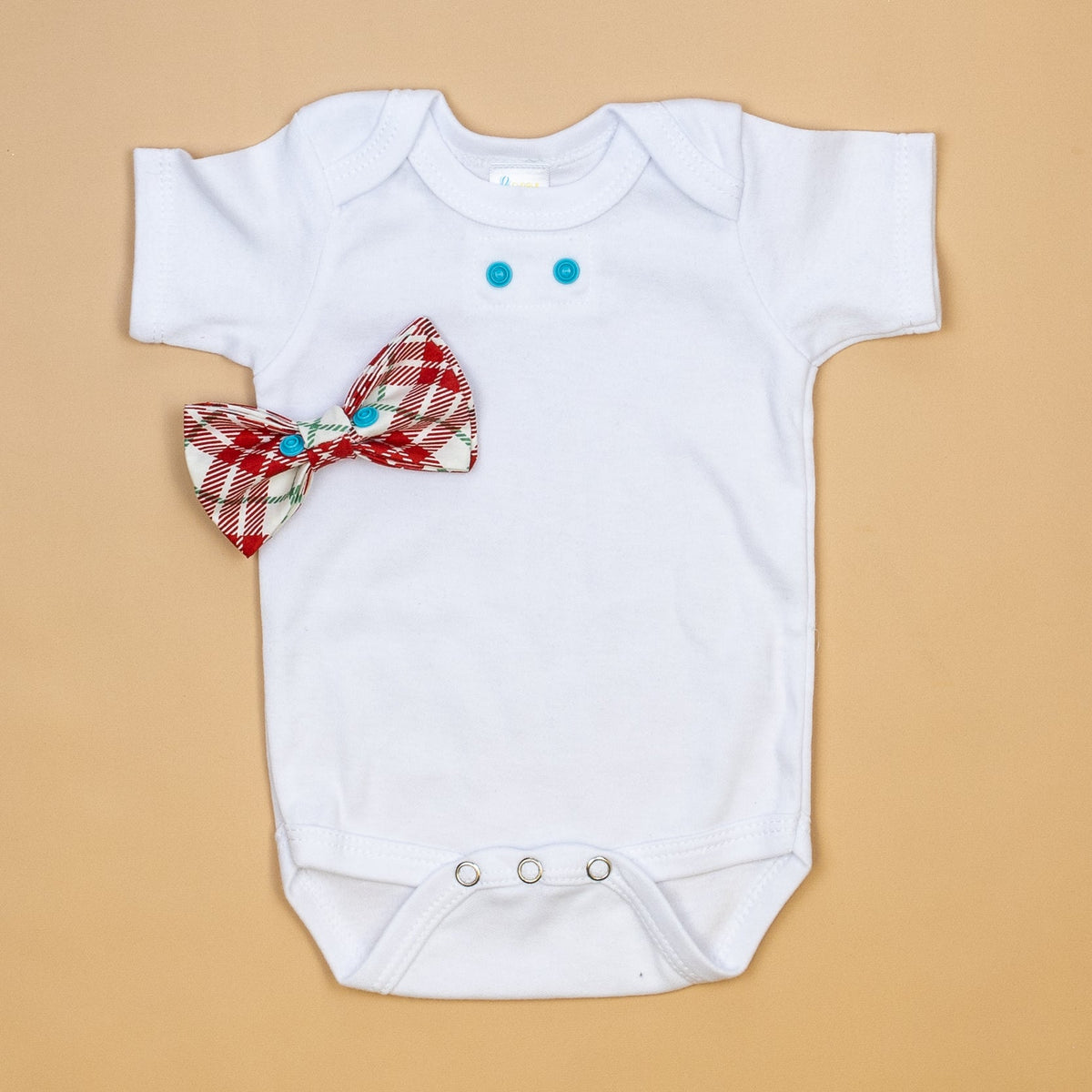 Cuddle Sleep Dream Bowtie Bodysuit Red w/ Green Plaid (22-06) Bowtie Bodysuit