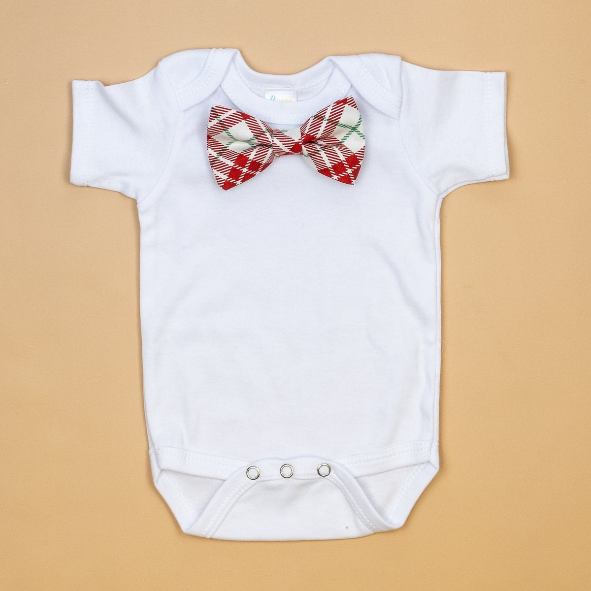 Cuddle Sleep Dream Bowtie Bodysuit Red w/ Green Plaid (22-06) Bowtie Bodysuit