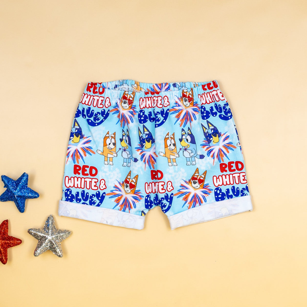 Cuddle Sleep Dream Rolled Hem Shorts Red, White, &amp; Doggy | Rolled Hem Shorts