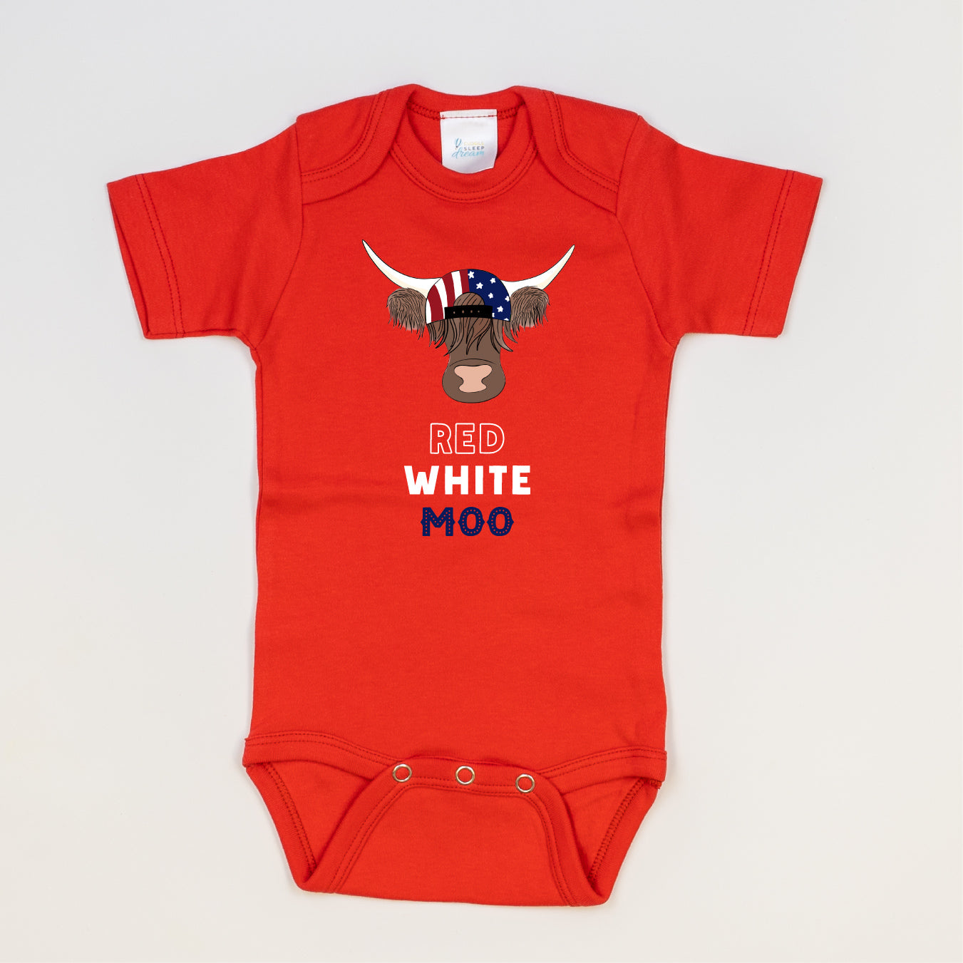 Cuddle Sleep Dream Red White MOO | Red Bodysuit