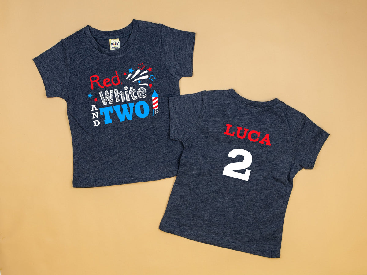 Cuddle Sleep Dream Red White &amp; Two | Heather Navy | 2nd Birthday Tee