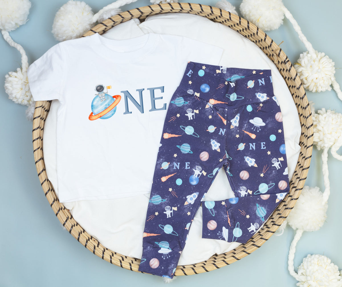 Cuddle Sleep Dream Leggings Space 1st Birthday | Leggings