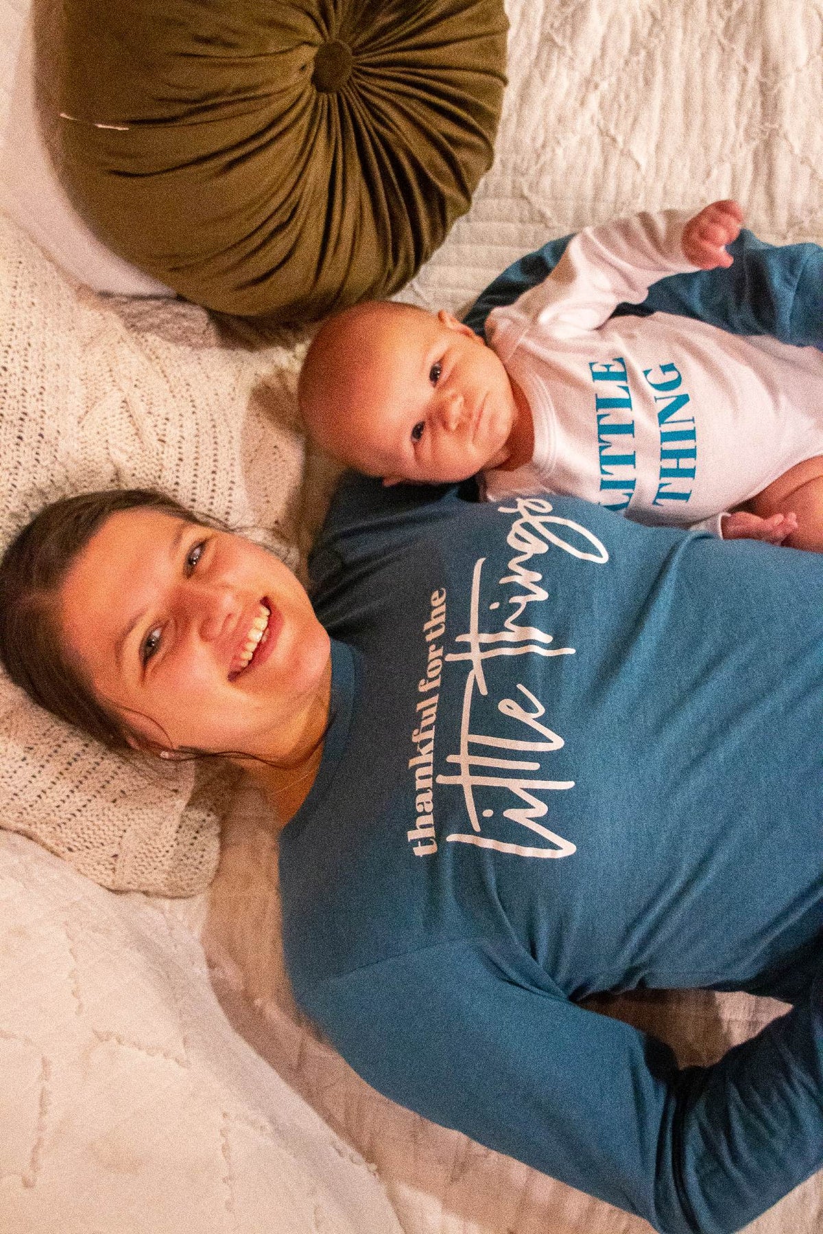 Cuddle Sleep Dream Adult Tees Thankful for the Little Things | Teal Adult Tee