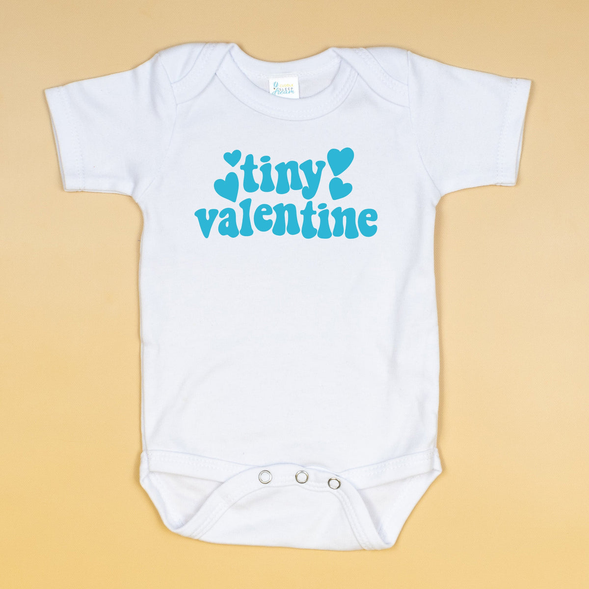 Cuddle Sleep Dream Tiny Valentine in Turquoise | White Bodysuit