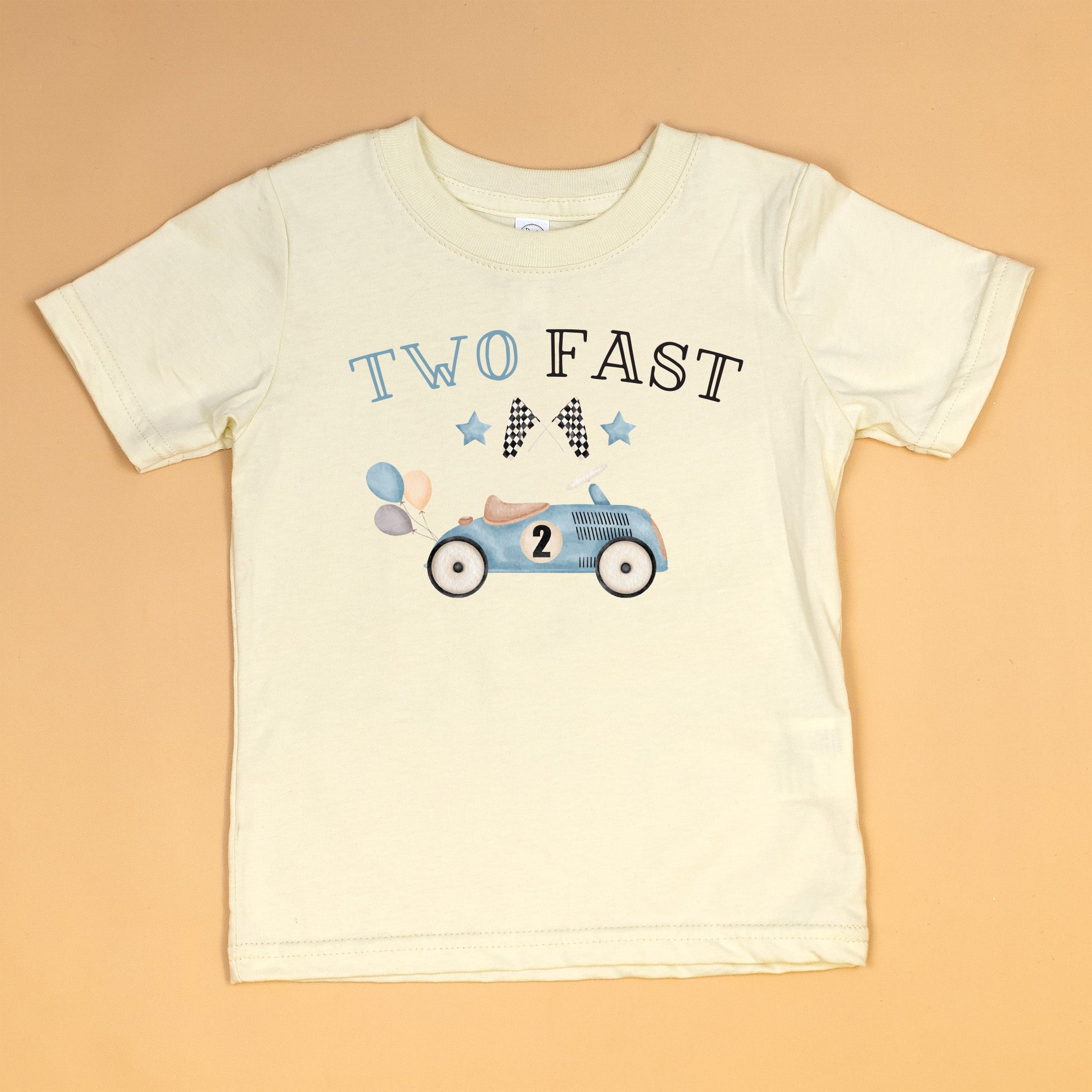 Cuddle Sleep Dream Baby & Toddler Tops Two Fast Blue Car | Racing 2nd Birthday Shirt