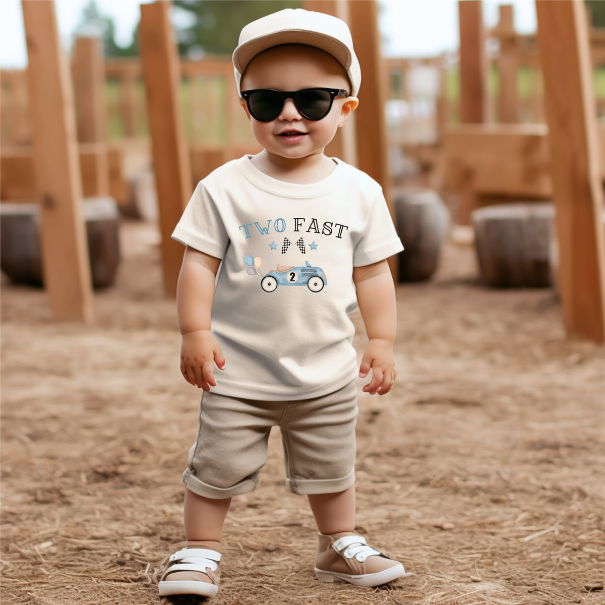 Cuddle Sleep Dream Baby &amp; Toddler Tops Two Fast | BLUE Vintage Racecar 2nd Birthday Shirt