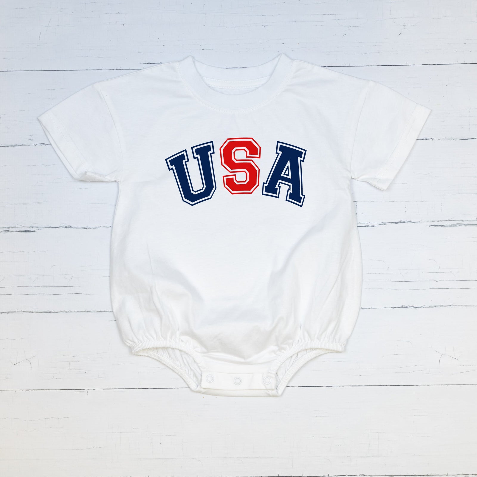 Cuddle Sleep Dream USA | White Bubble Romper