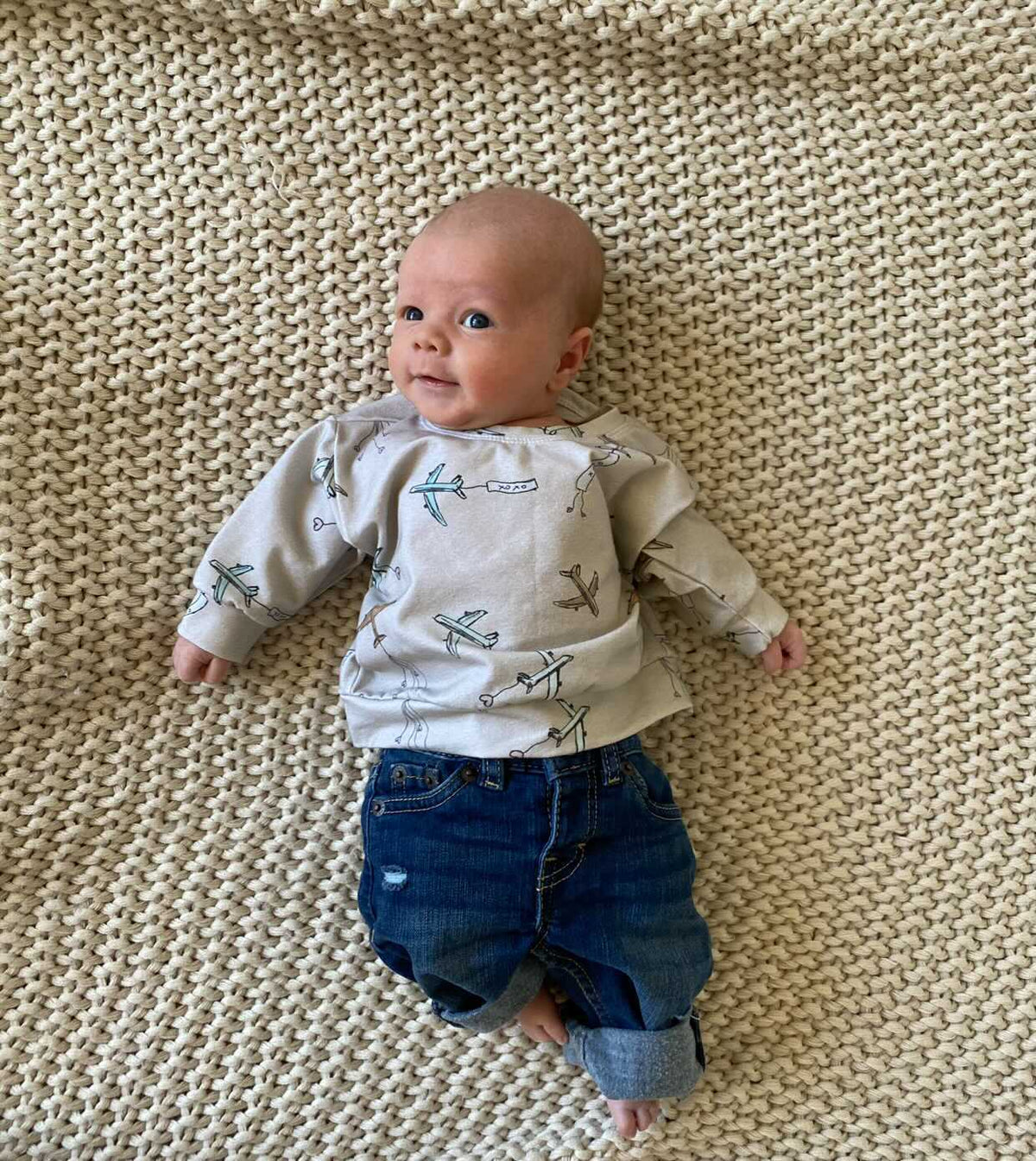 Cuddle Sleep Dream Sweater Valentine Airplane Pullover (0/3m only)