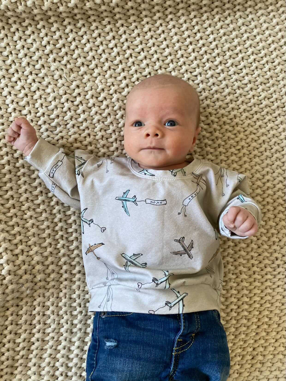 Cuddle Sleep Dream Sweater Valentine Airplane Pullover (0/3m only)