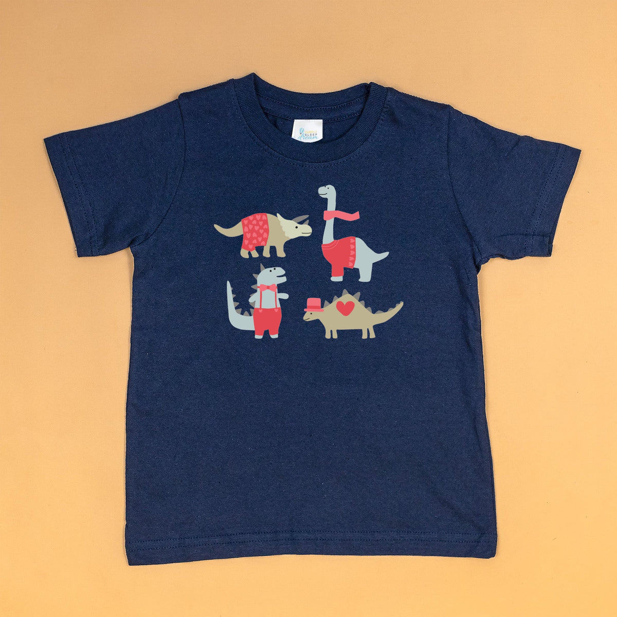 Cuddle Sleep Dream Valentine Dapper Dinos | Navy Tshirt