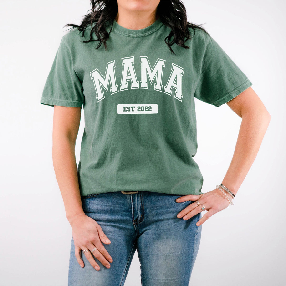 Cuddle Sleep Dream Small / Light Green Varsity Mama Established  | Adult Tshirt