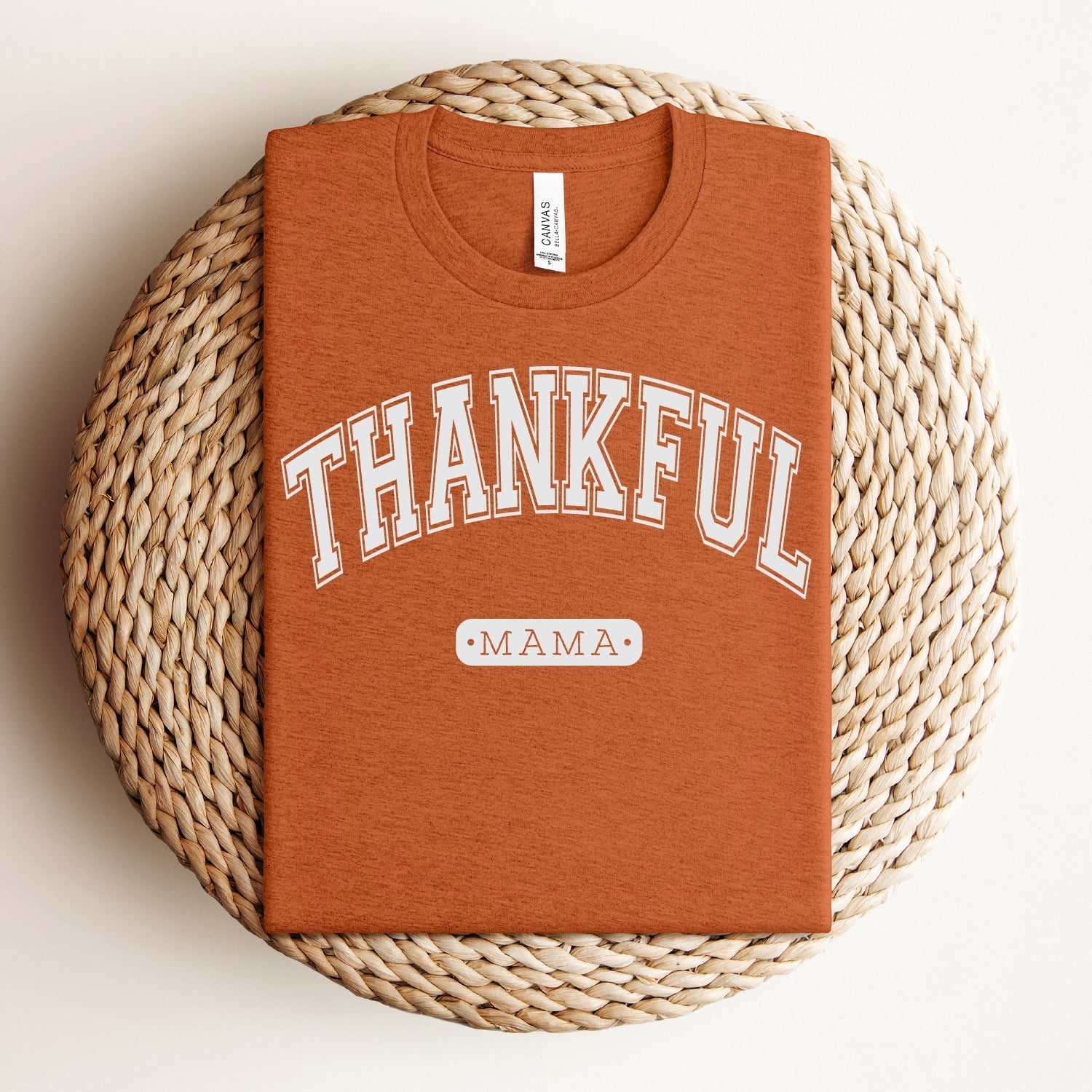 Cuddle Sleep Dream Varsity Thankful Mama | Heather Autumn Adult Tshirt
