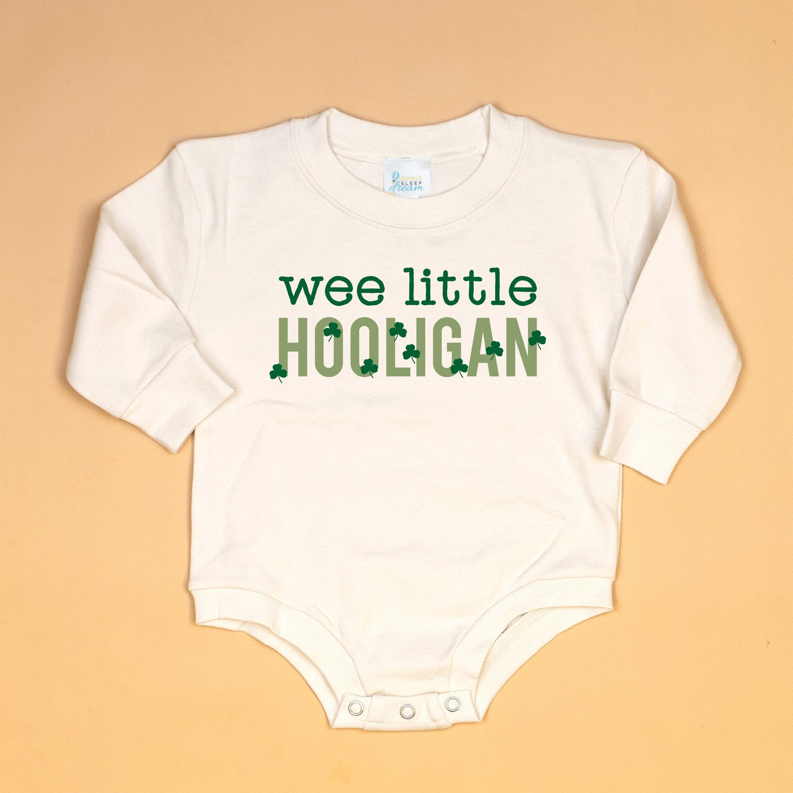 Cuddle Sleep Dream Wee Little Hooligan  | Natural Oversized Bodysuit