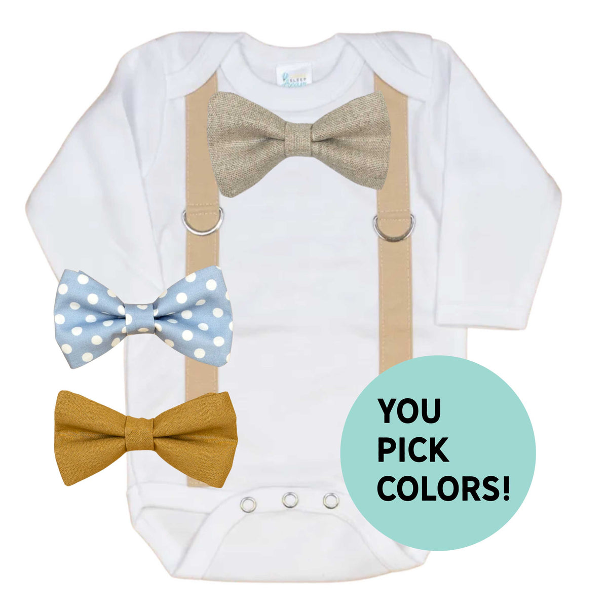 Cuddle Sleep Dream Oh Snap Customize It! Bow Tie &amp; Suspender Bodysuit