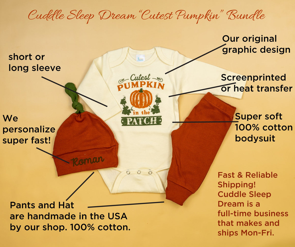 Cuddle Sleep Dream Cutest Pumpkin in the Patch Outfit Bundle
