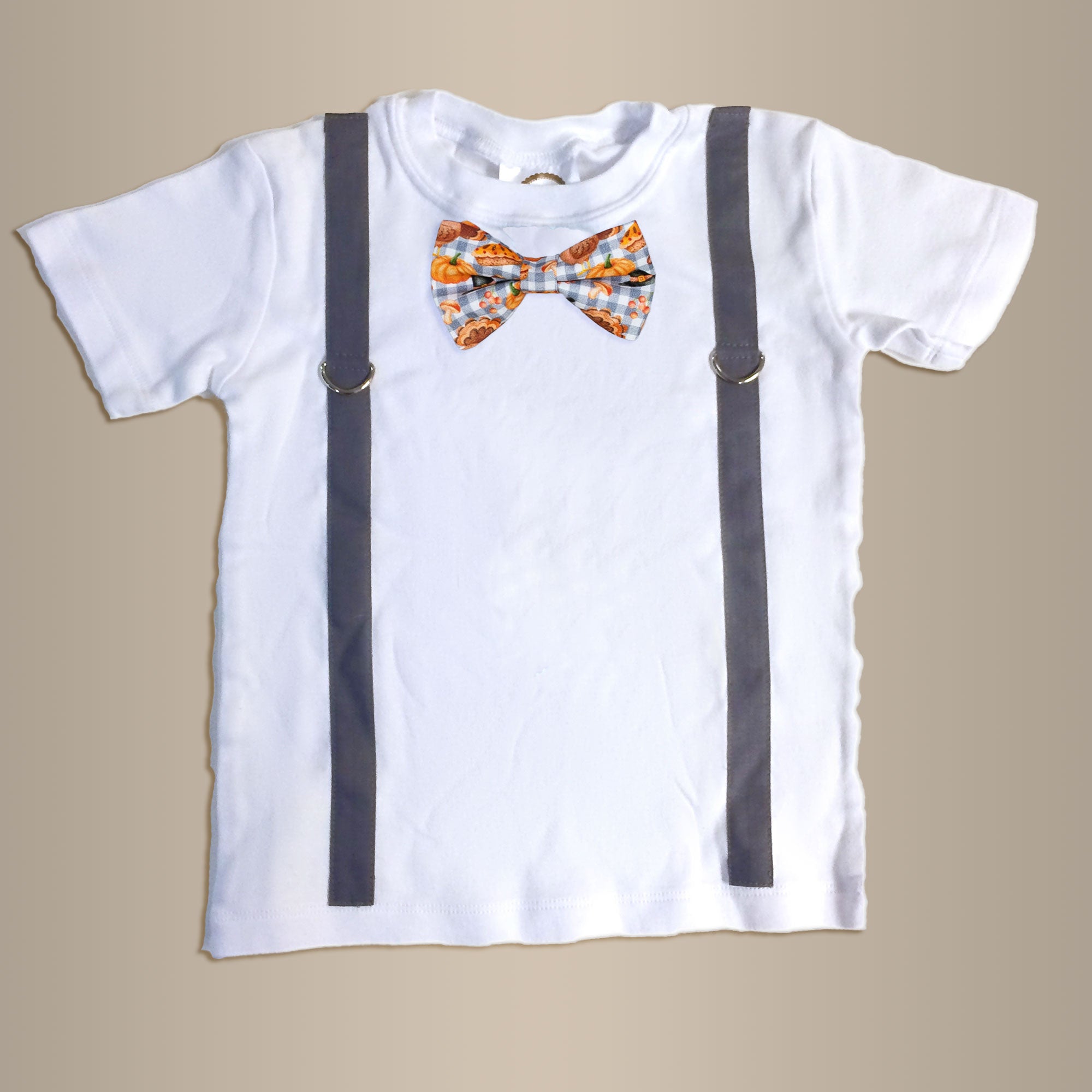 Cuddle Sleep Dream Oh Snap Dark Gray Suspender | Thanksgiving Check Bowtie