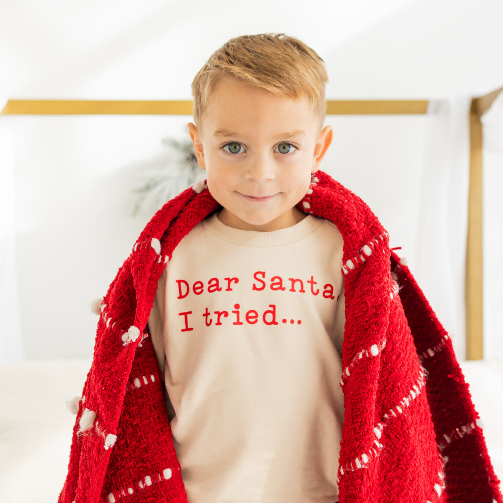 Cuddle Sleep Dream Dear Santa, I Tried | Cream Terry Sweatshirt