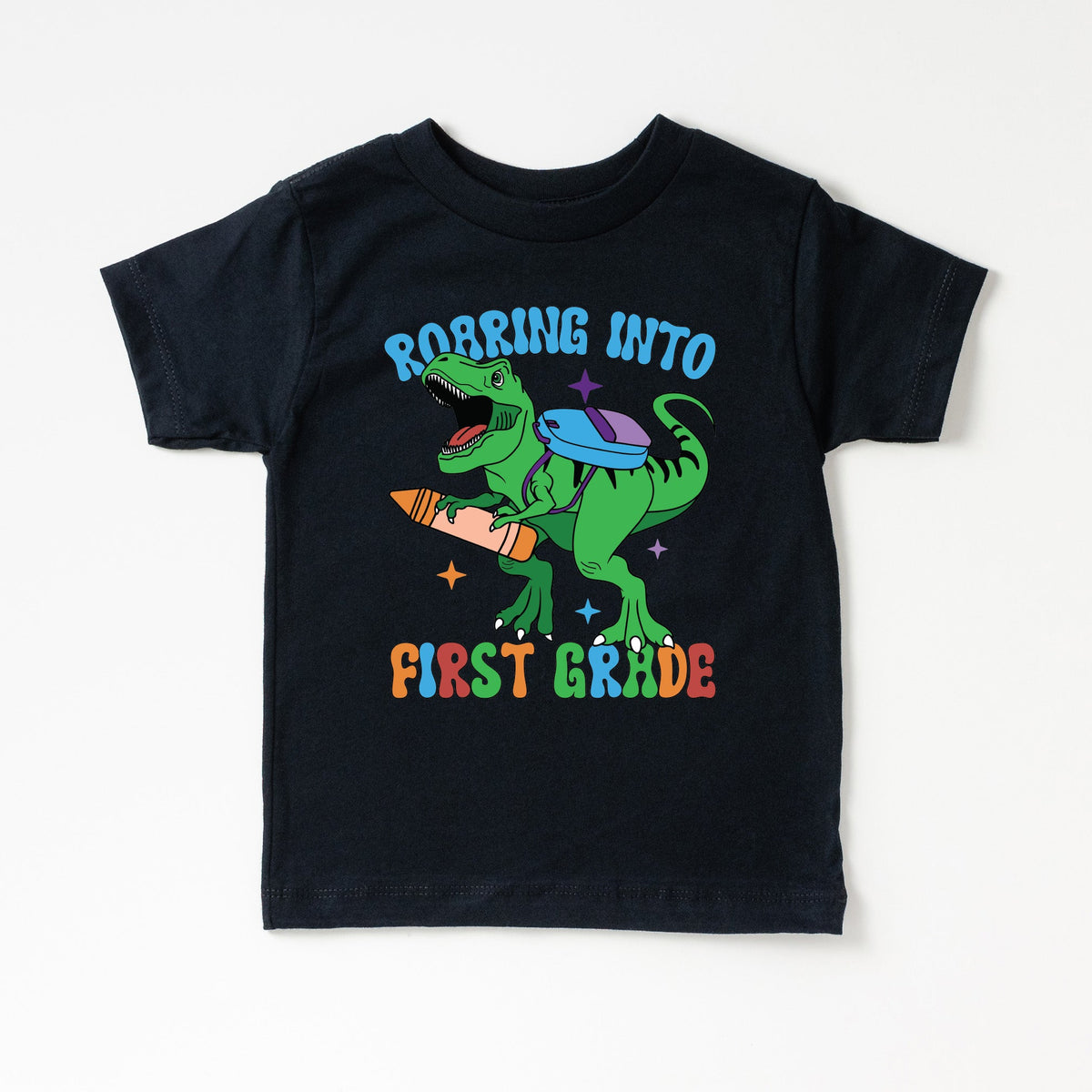 Cuddle Sleep Dream Graphic Tee 1st Grade / 5t Short Sleeve Dinosaur School Shirt | Black Tshirt