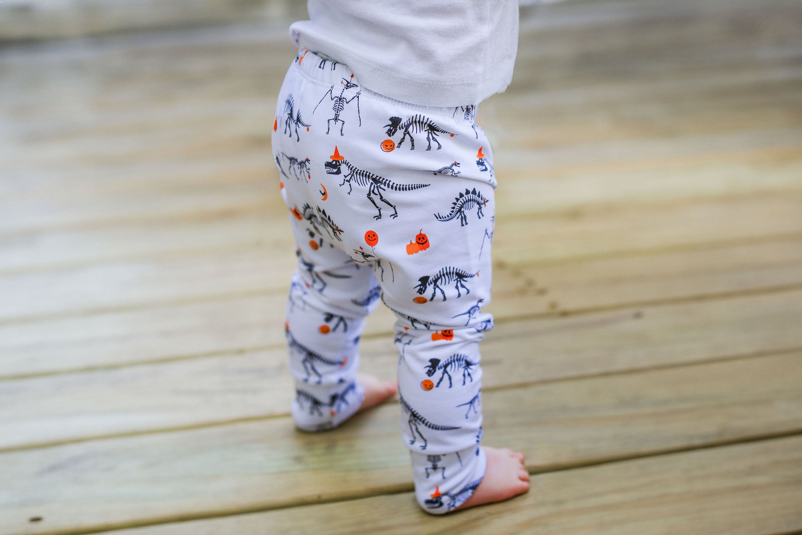 Cuddle Sleep Dream Slim Joggers Dinosaur Skeleton | Halloween Slim Joggers