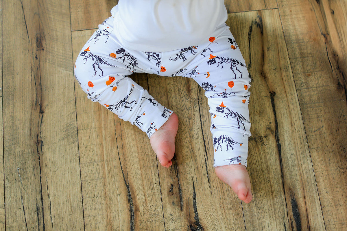 Cuddle Sleep Dream Slim Joggers Dinosaur Skeleton | Halloween Slim Joggers