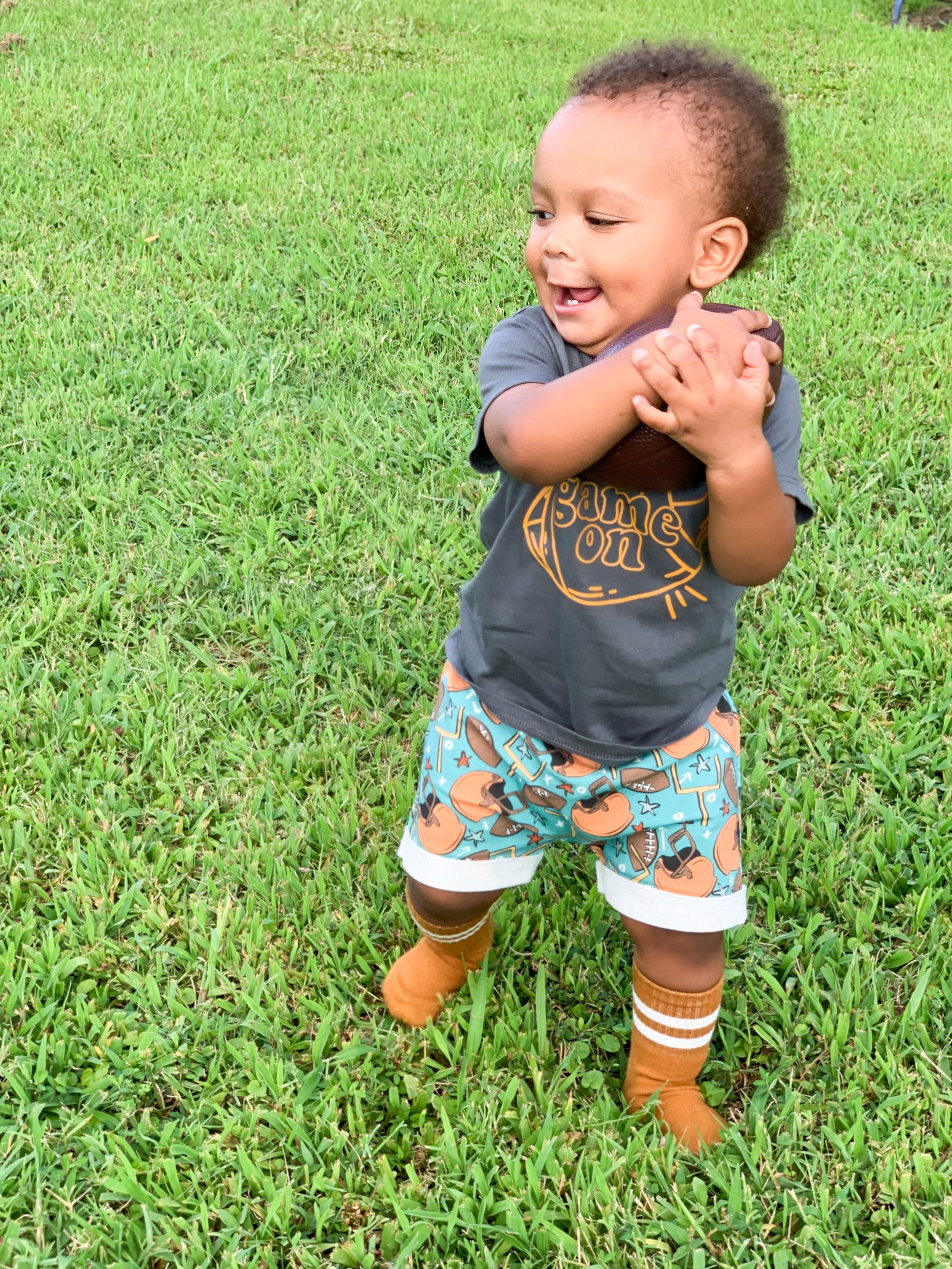 Cuddle Sleep Dream Slim Joggers Footballs on Teal Slim Joggers