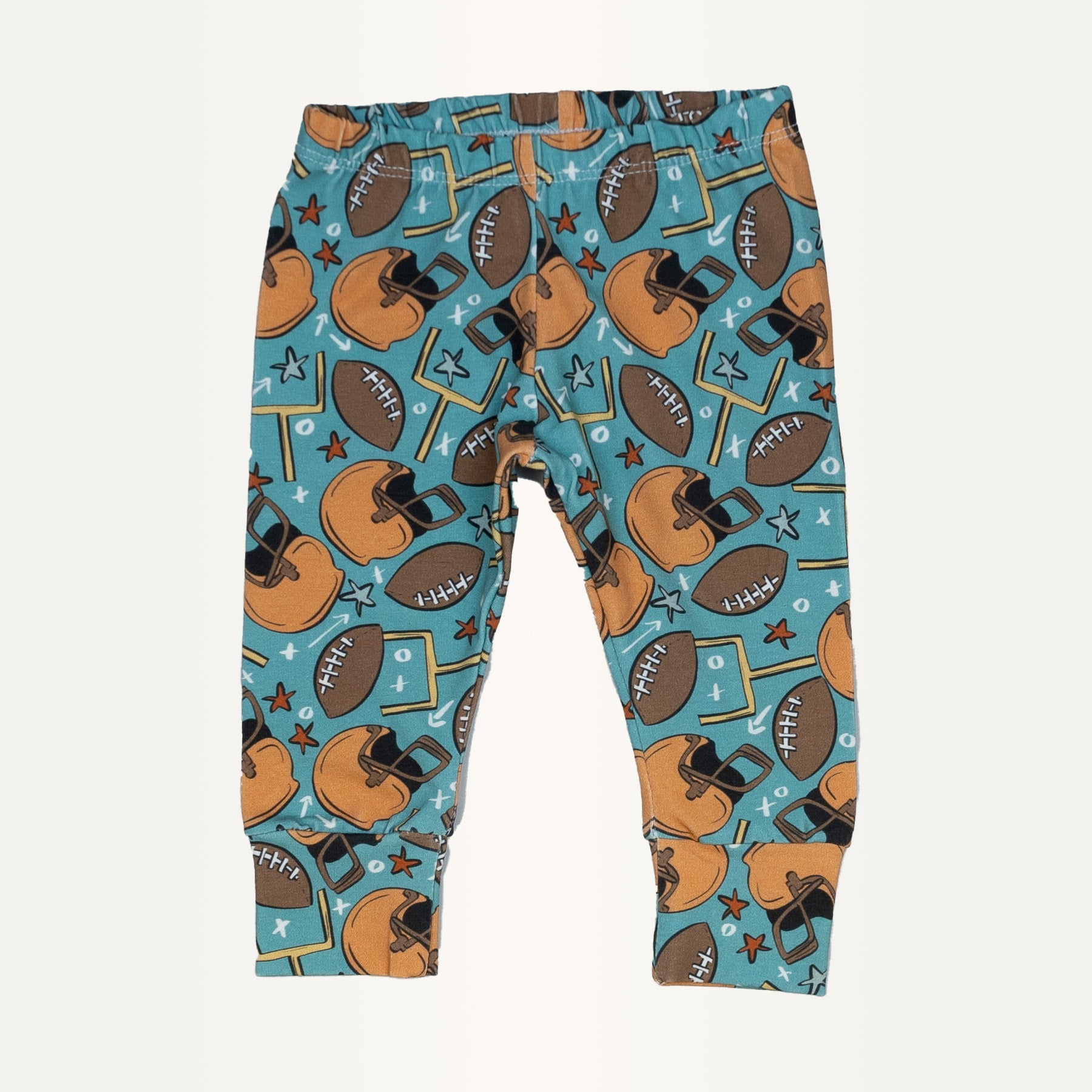 Cuddle Sleep Dream Slim Joggers Footballs on Teal Slim Joggers