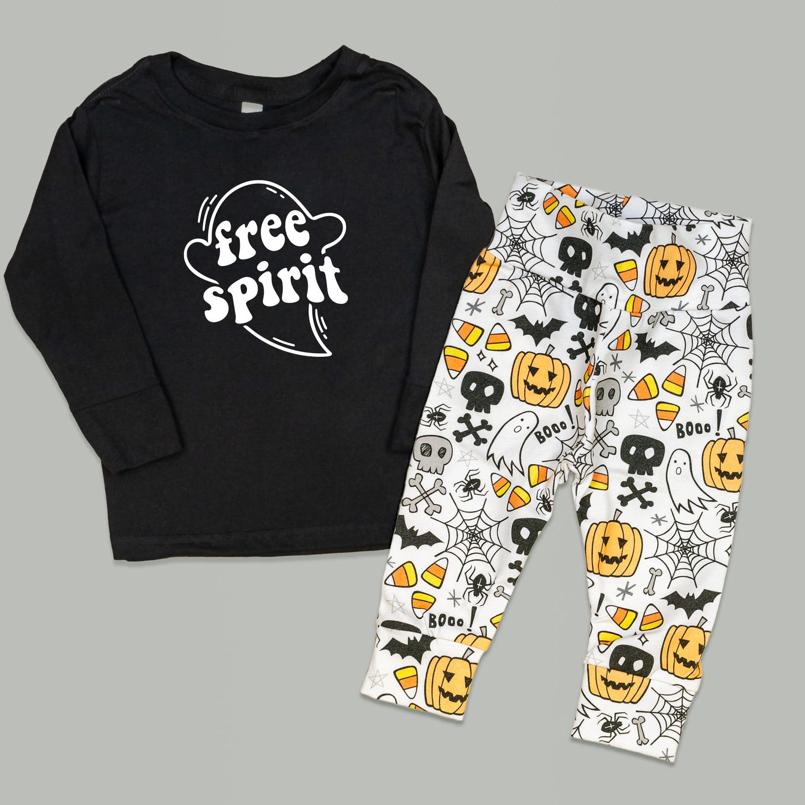 Cuddle Sleep Dream 12m Short Sleeve / 9m Leggings Free Spirit & Halloween Toss Bundle (9m-24m)