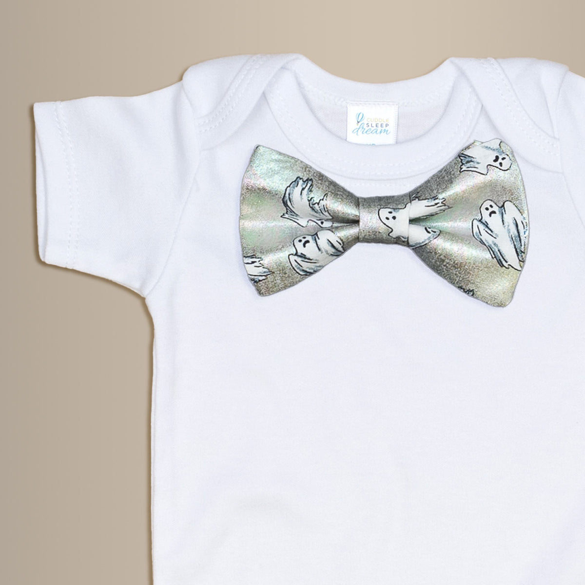 Cuddle Sleep Dream Bowtie Bodysuit Ghosts on Silver Bowtie Bodysuit