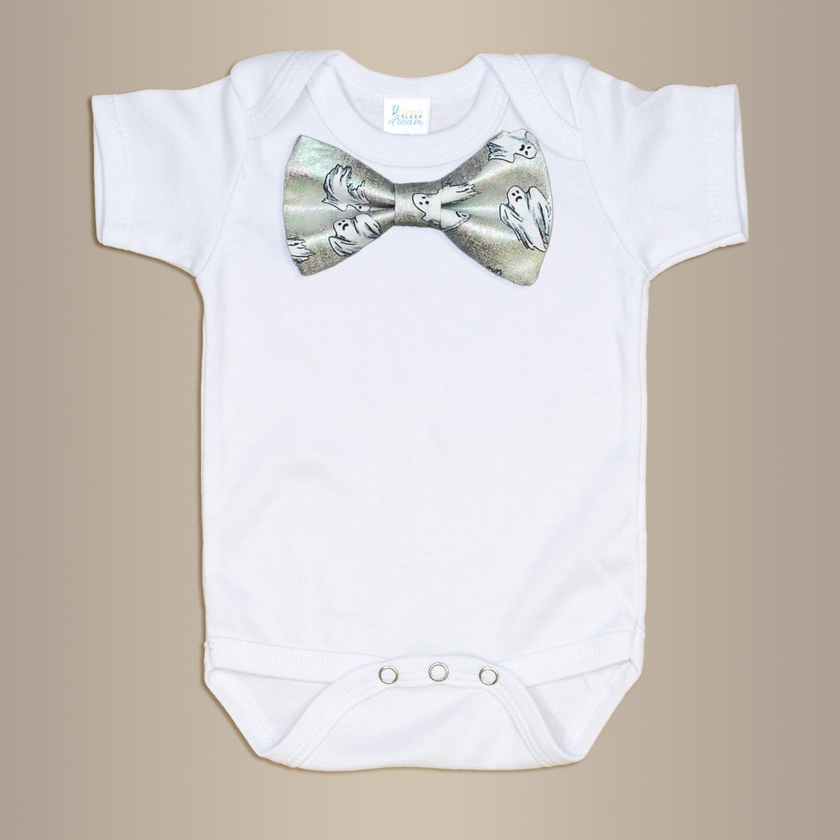 Cuddle Sleep Dream Bowtie Bodysuit Ghosts on Silver Bowtie Bodysuit