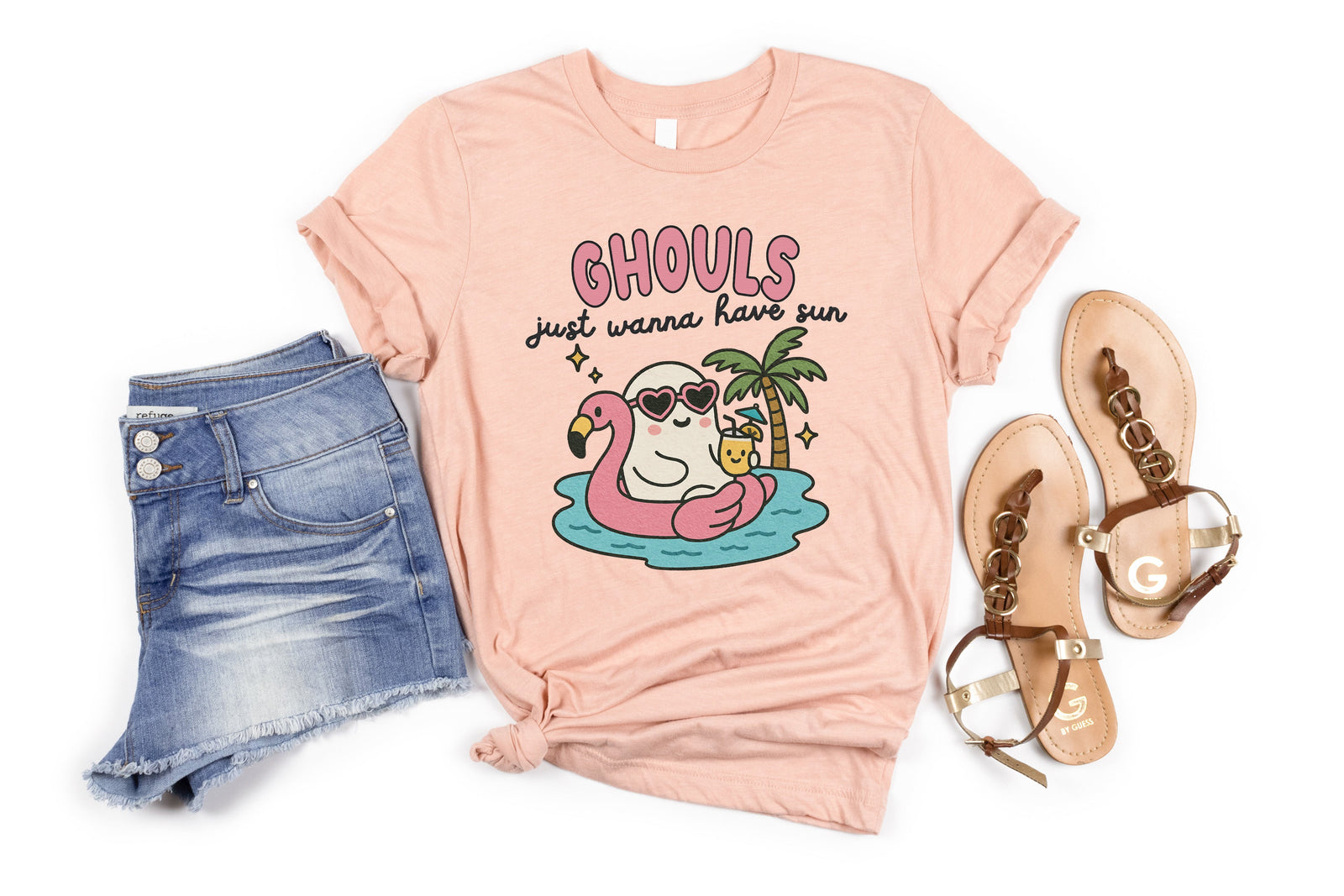 Cuddle Sleep Dream Ghouls Just Wanna | Peach Tshirt