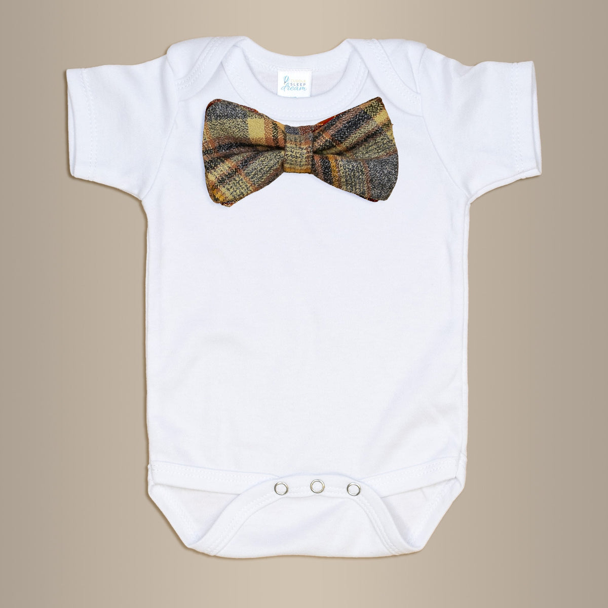 Cuddle Sleep Dream Bowtie Bodysuit Gray/Rust Flannel Plaid Bowtie Bodysuit